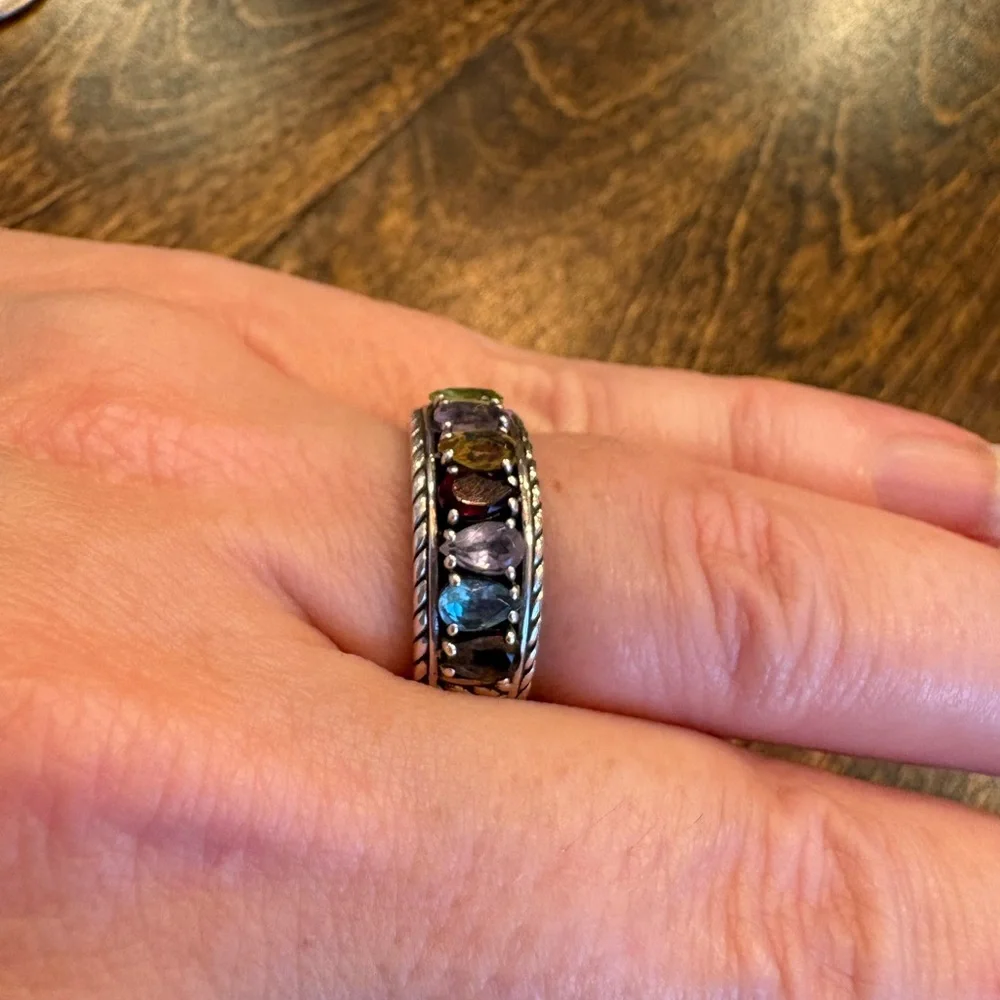 Effy Multicolor Semi-precious Gemstone Sterling Silver Ring - Size 7 - Picture 11 of 12